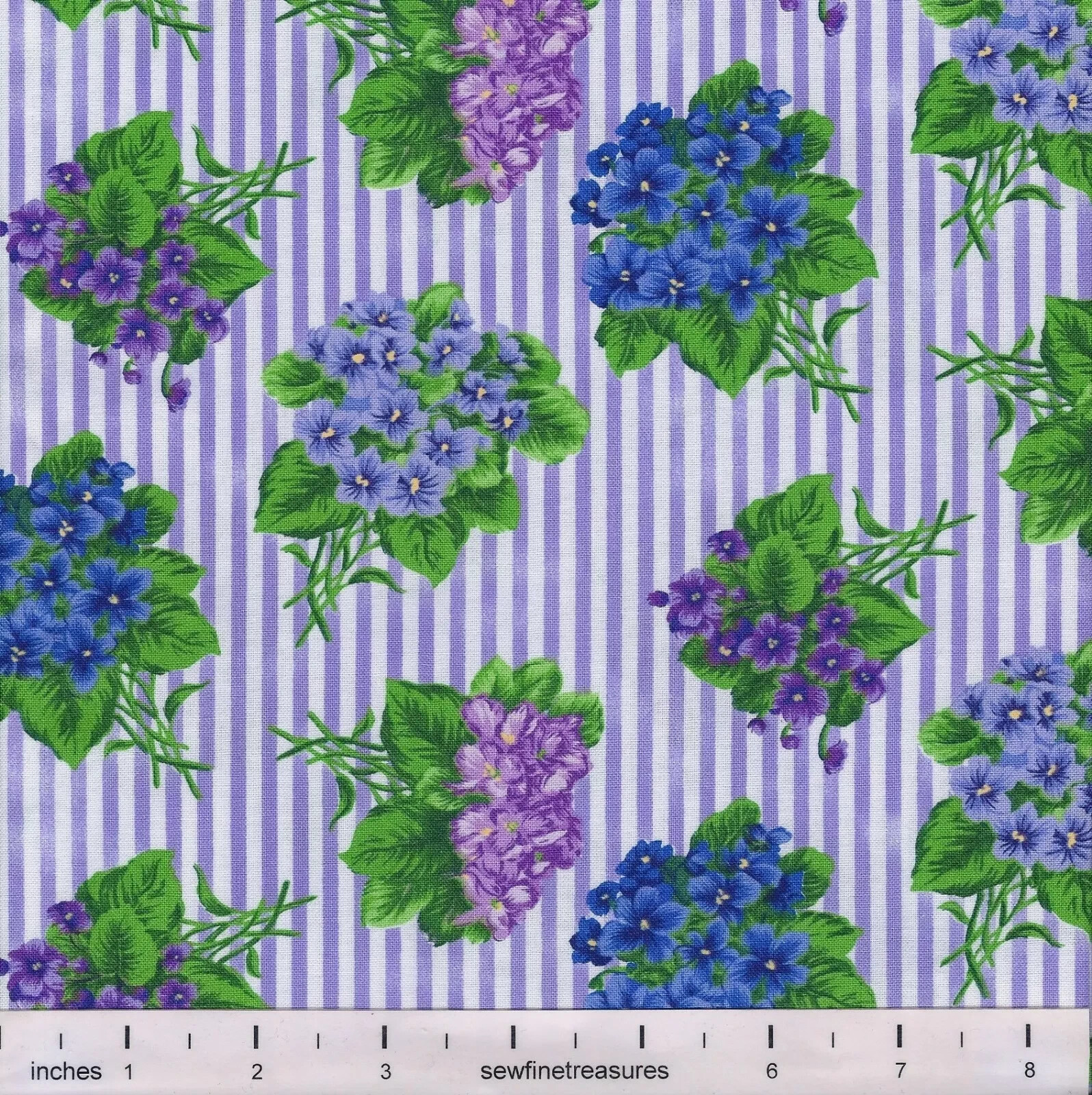 Flower of the Month February VIOLET STRIPE Northcott Fabric By the FQ – 1/4 YD