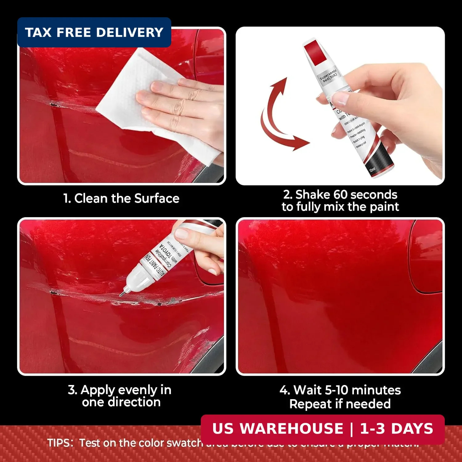 Supersonic Red Metallic(3U5) Touch Up Paint for Toyota, 0.4 fl oz OEM Color Matc