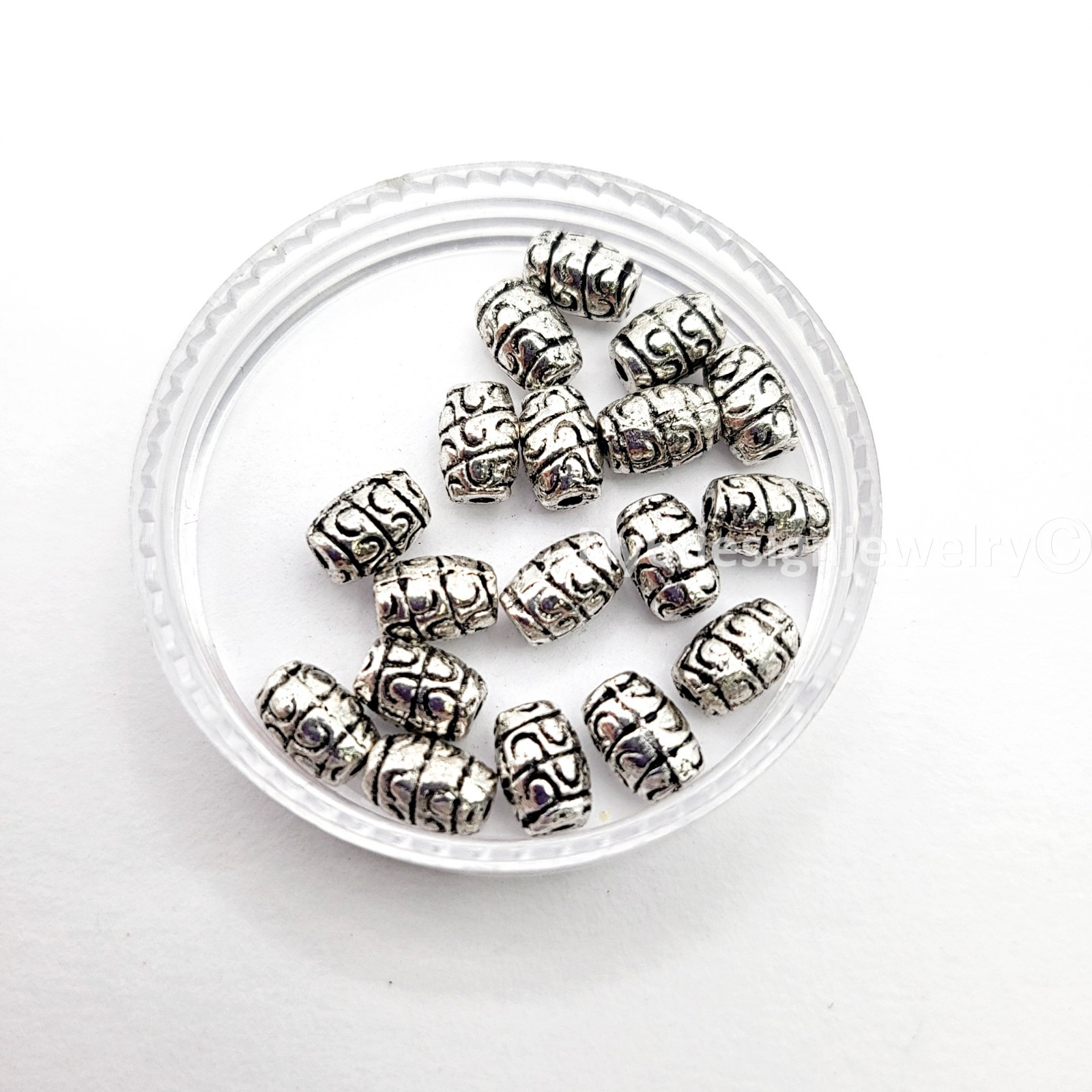 Silver Pewter Barrel shape Spacer Beads 18pcs 7x5mm – Metal Spacers for Jewelry