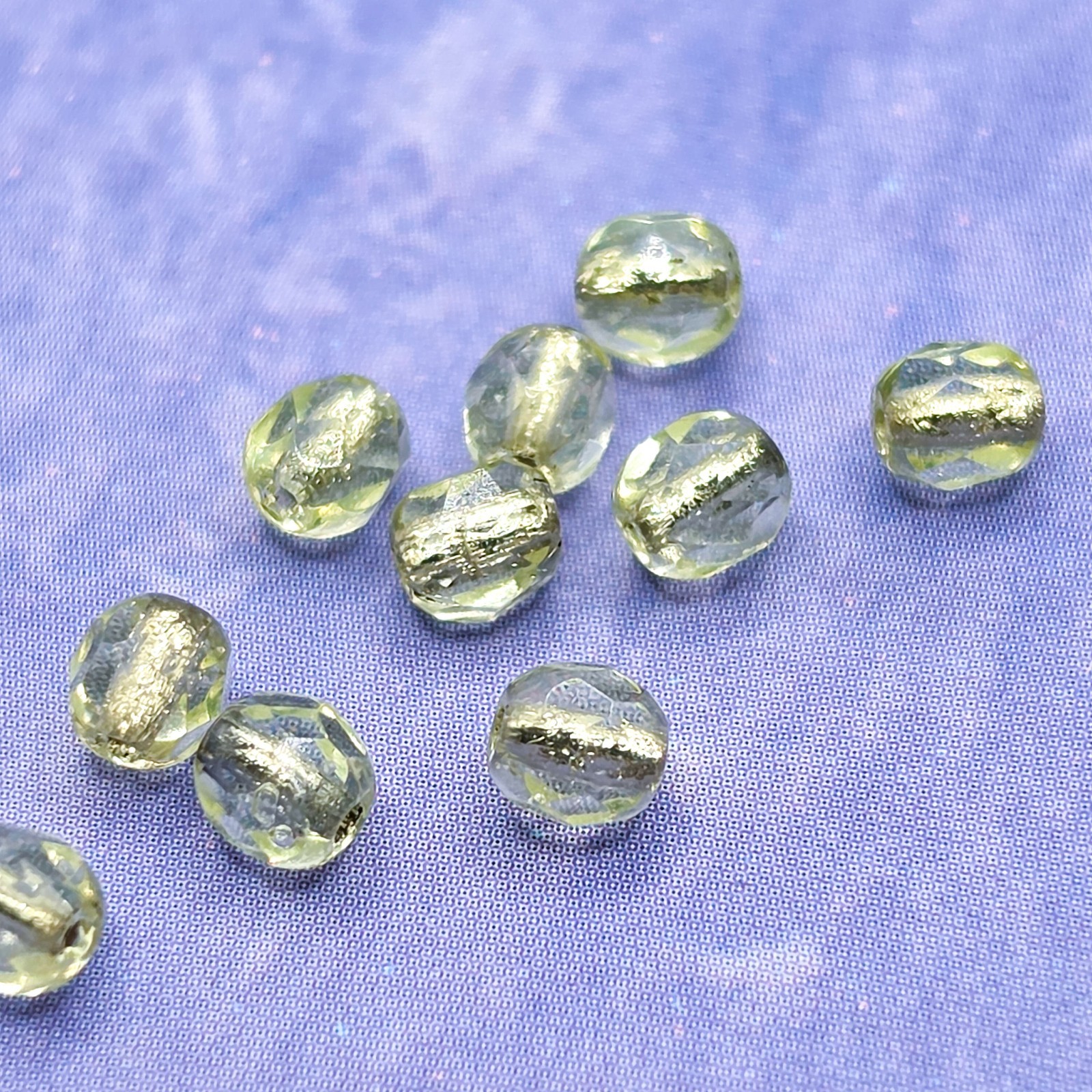 Silver-Lined Vaseline Glass Beads 4mm Fire Polished Czech Uranium Glass 10pcs