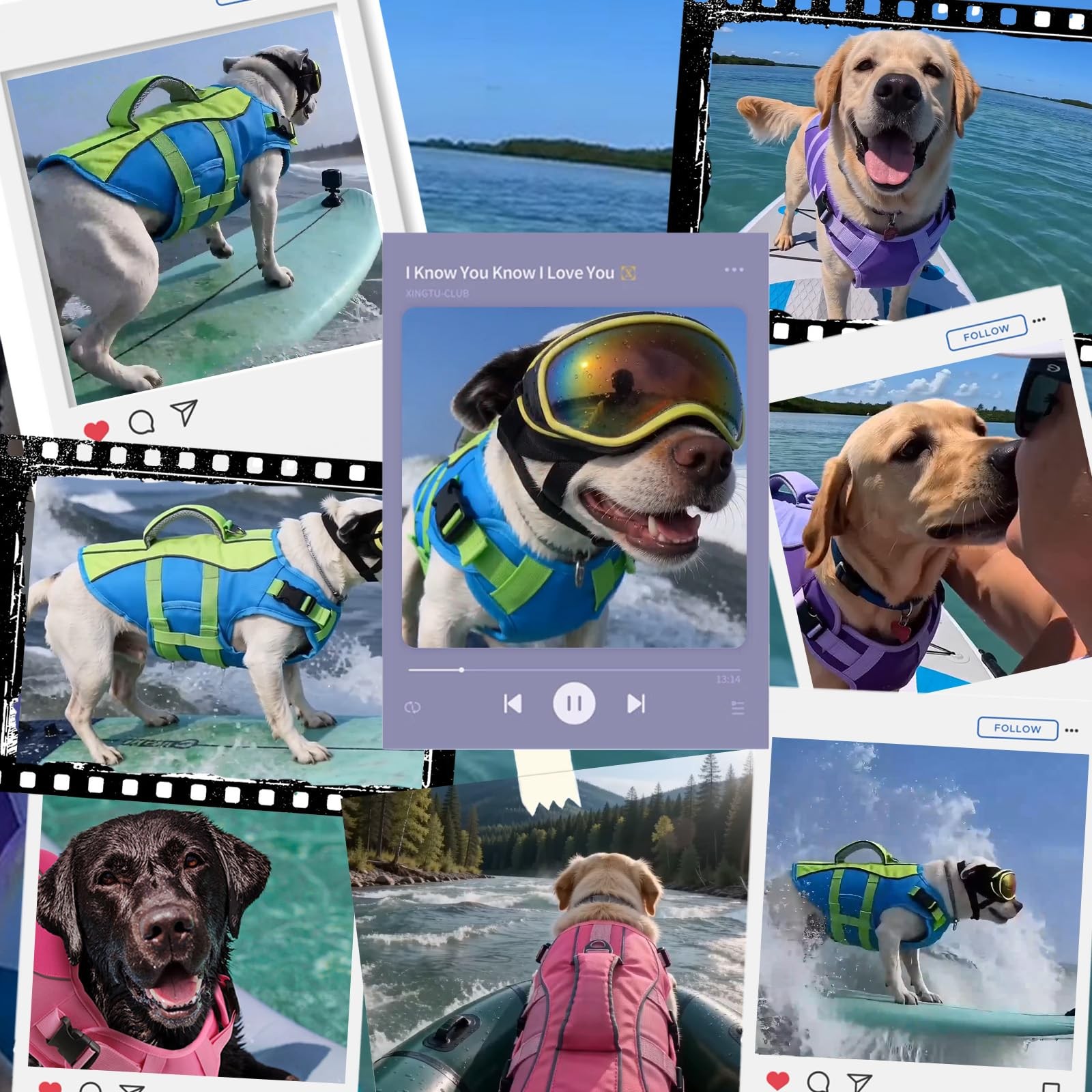 PETDSH Dog Life Jacket Large High Flotation Reflective Vest Rescue Handle