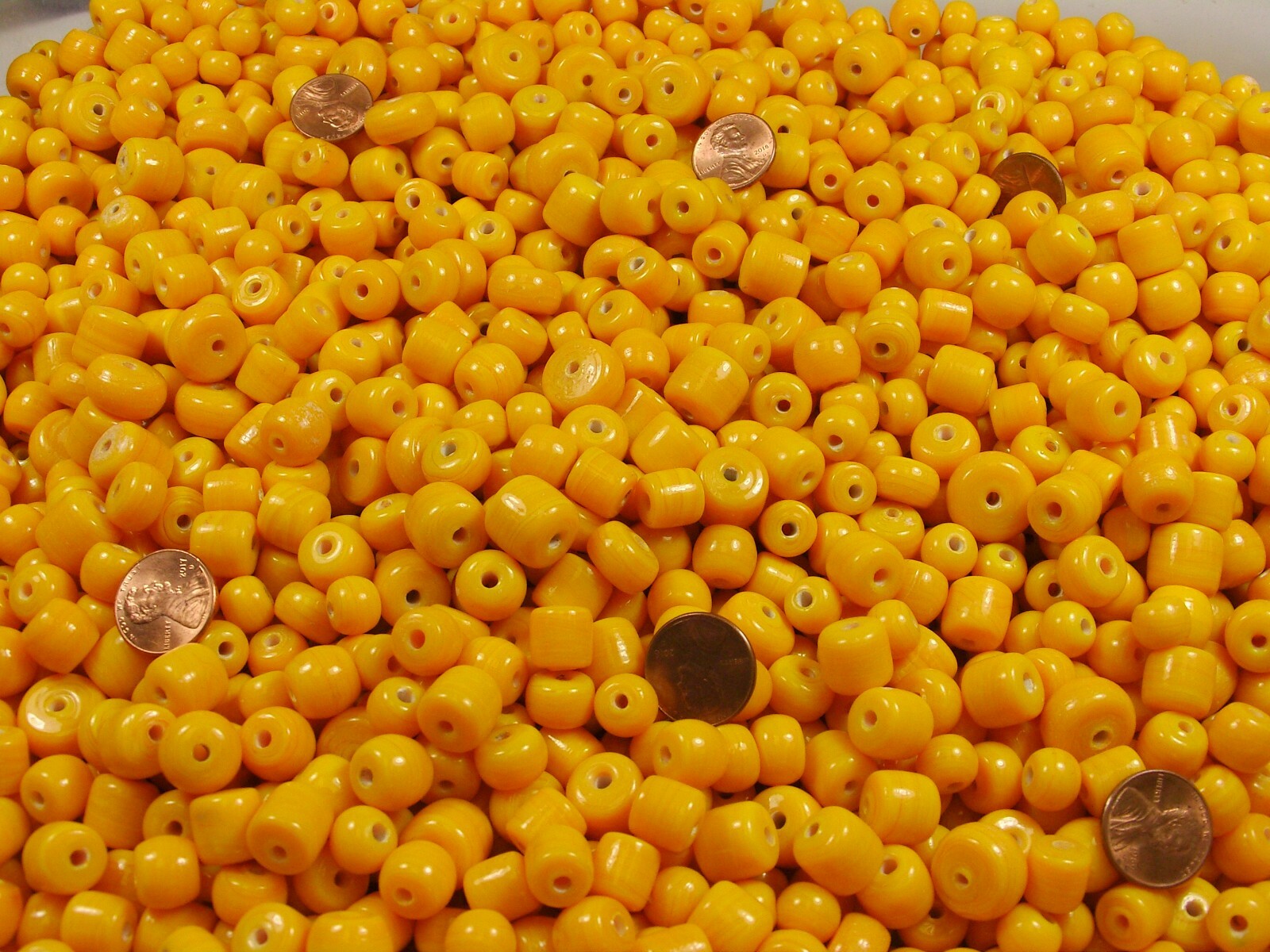 4 Pounds Assorted Shapes and Sizes India Handmade Amber Yellow Glass Bead (FV-2)