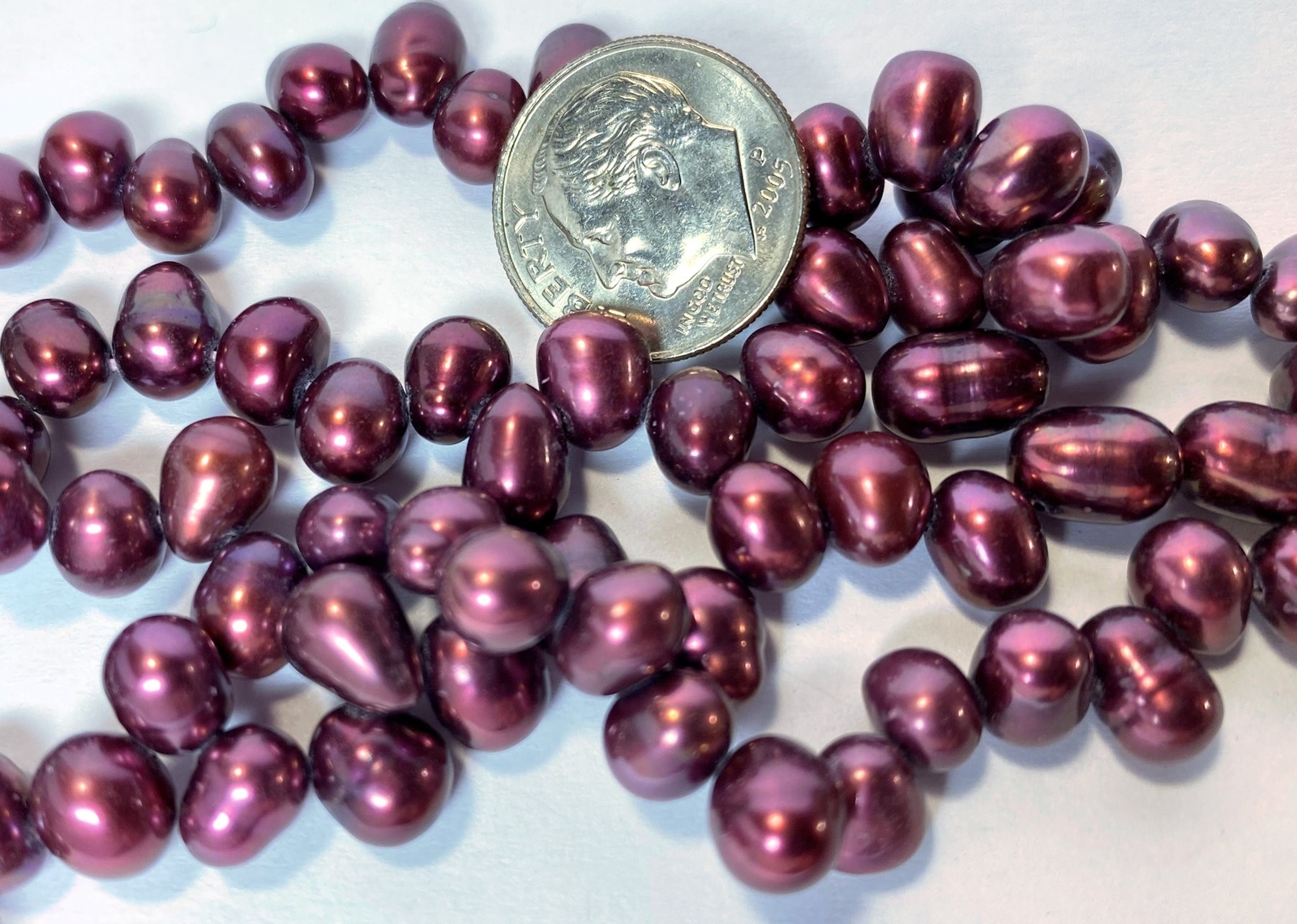 Cultured Fresh Water Berry 7x6mm-10x7mm Rice Top Drilled Pearls 1 Strand *