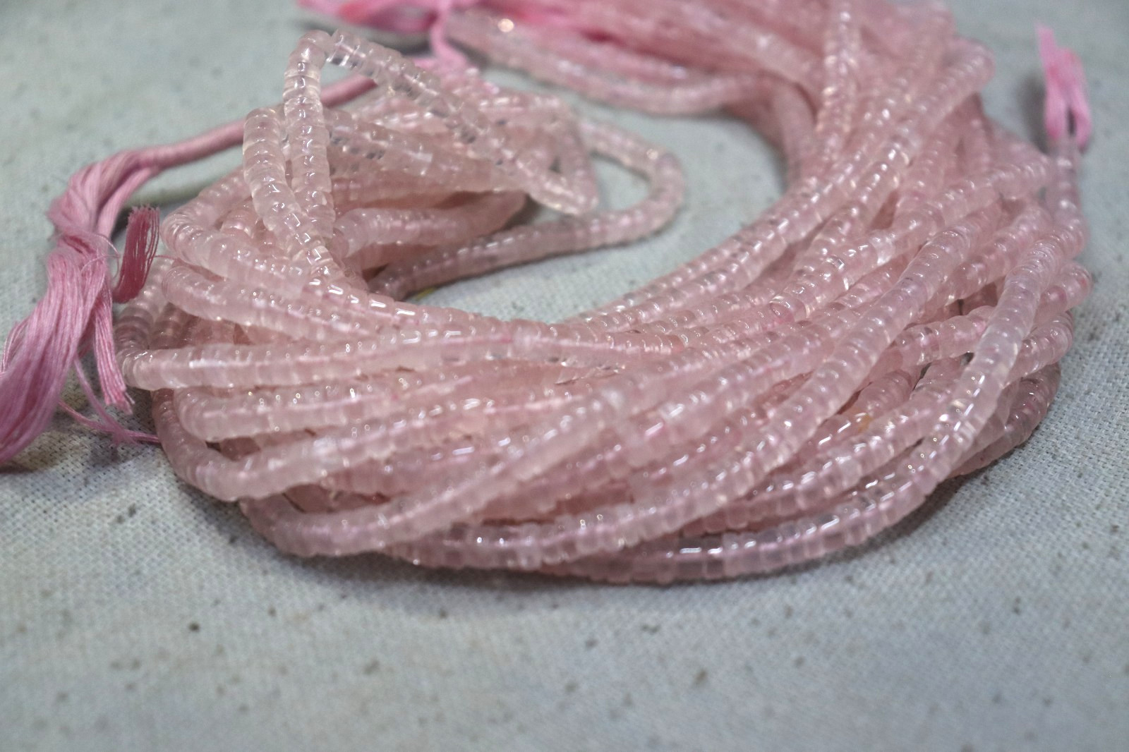 Natural Rose Quartz Rondelle Beads 4–6 mm | 13 Inch Strand | Pink Gemstone