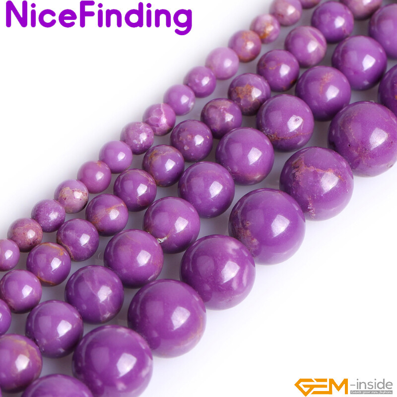 Natural Genuine Purple Phosphosiderite Gemstones Round Loose Beads Strand 15”