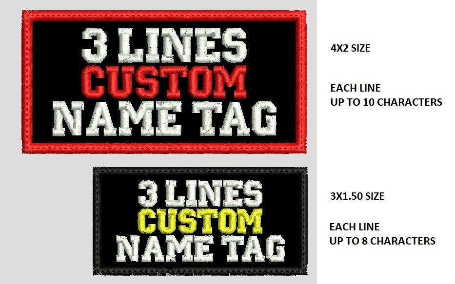 “LOVE IT” 3-LINES CUSTOM EMBROIDERED NAME TAG, FAST SHIPPING, USA SELLER
