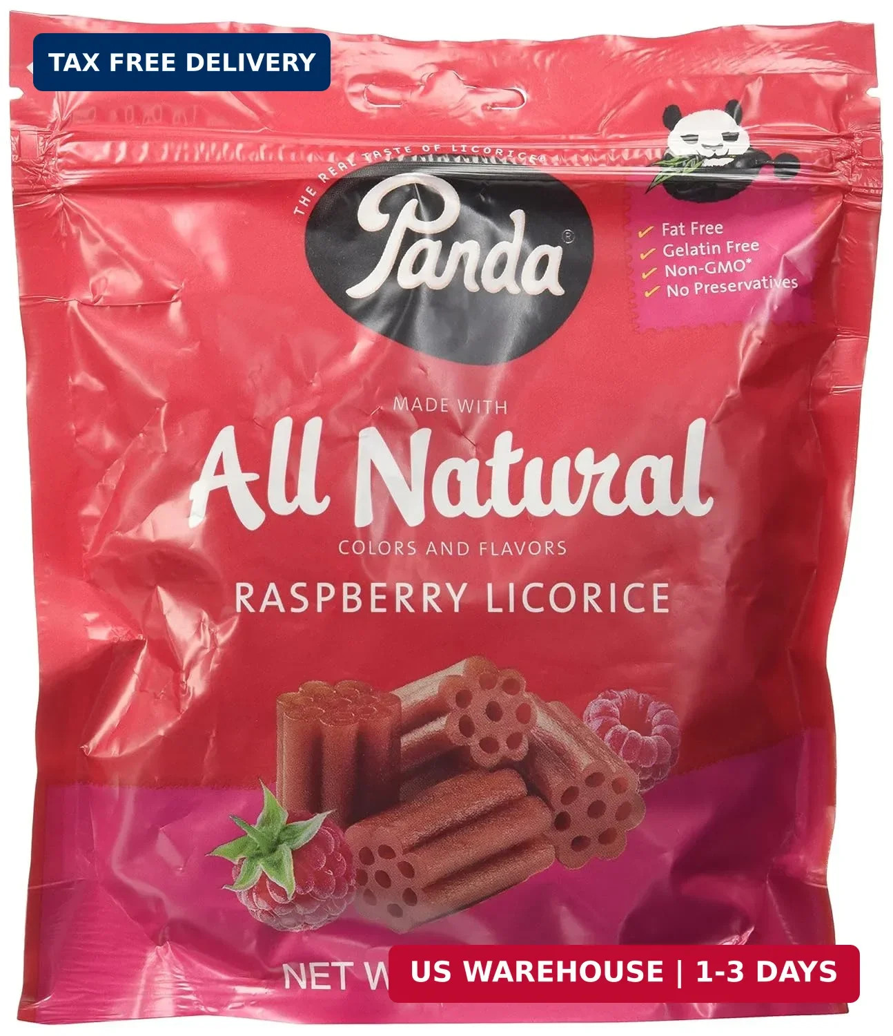 Panda All Natural Raspberry Licorice, 7 Oz. 7 Ounce (Pack of 1)
