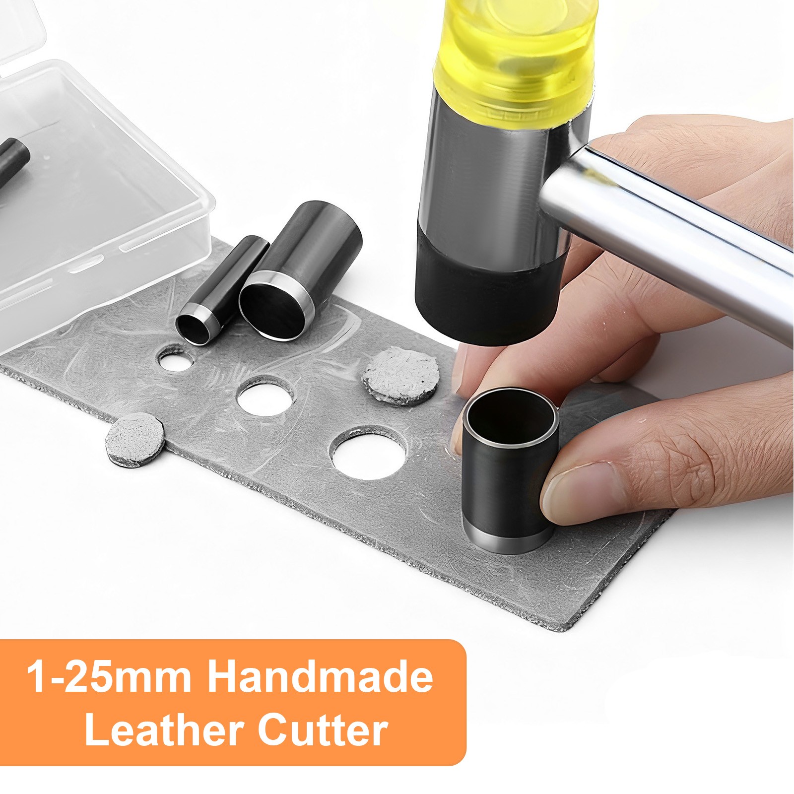 25pcs Leather Circle Cutter Tool Set 1-25mm Steel Round Hole Punch Cutting Dies