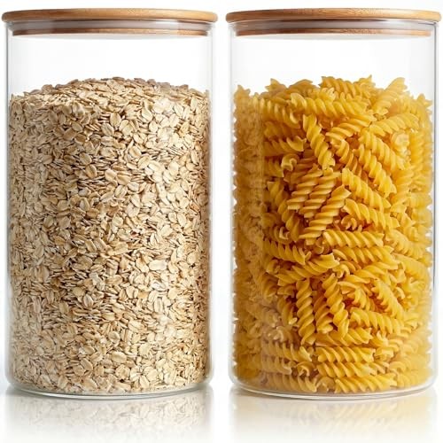 Extra Large Glass Flour and Sugar Storage Containers with 132oz 2 Pack