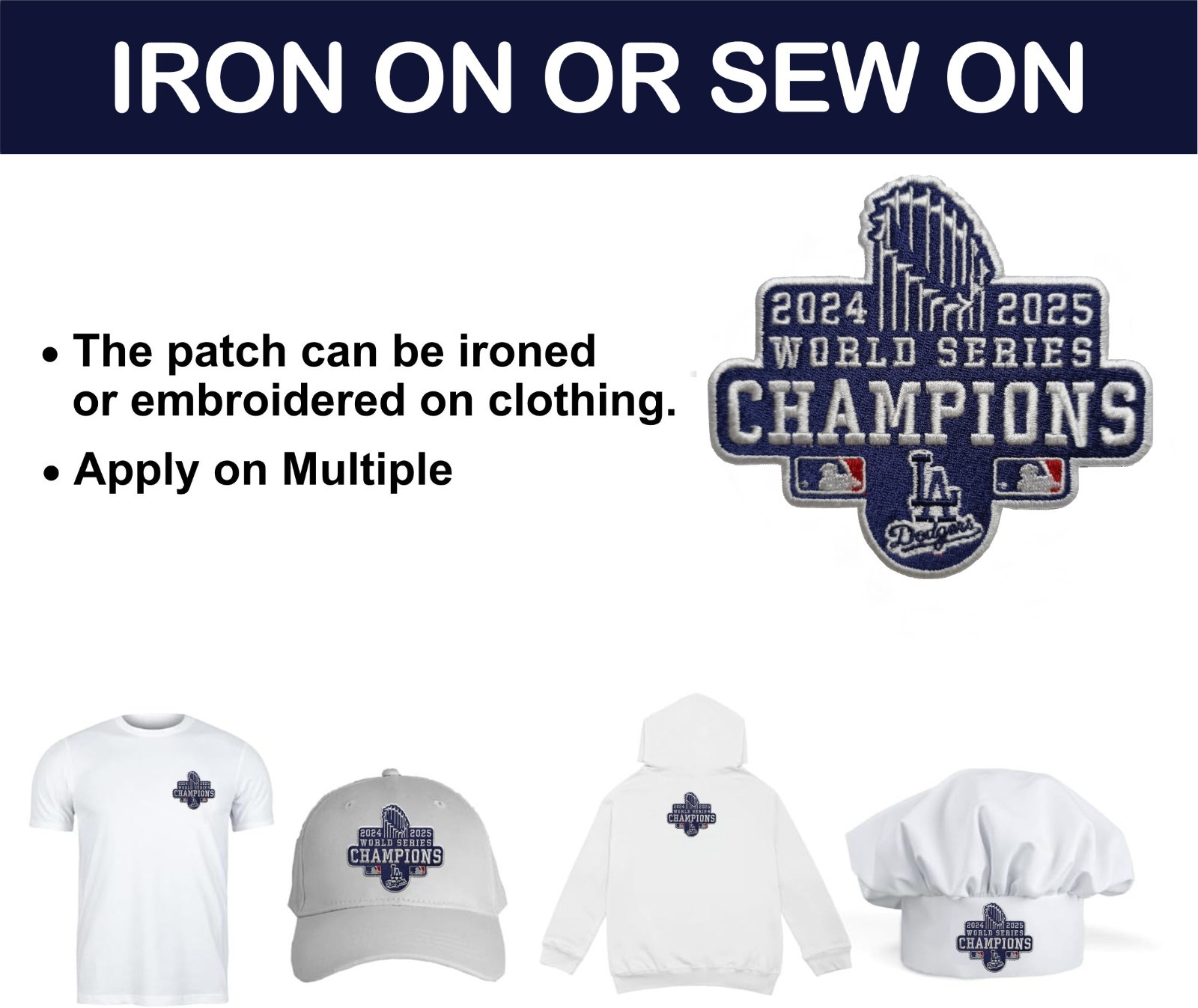 LA Dodgers 2024-2025 World Series Champion Iron On Patch-Sew Patch-Embroidered