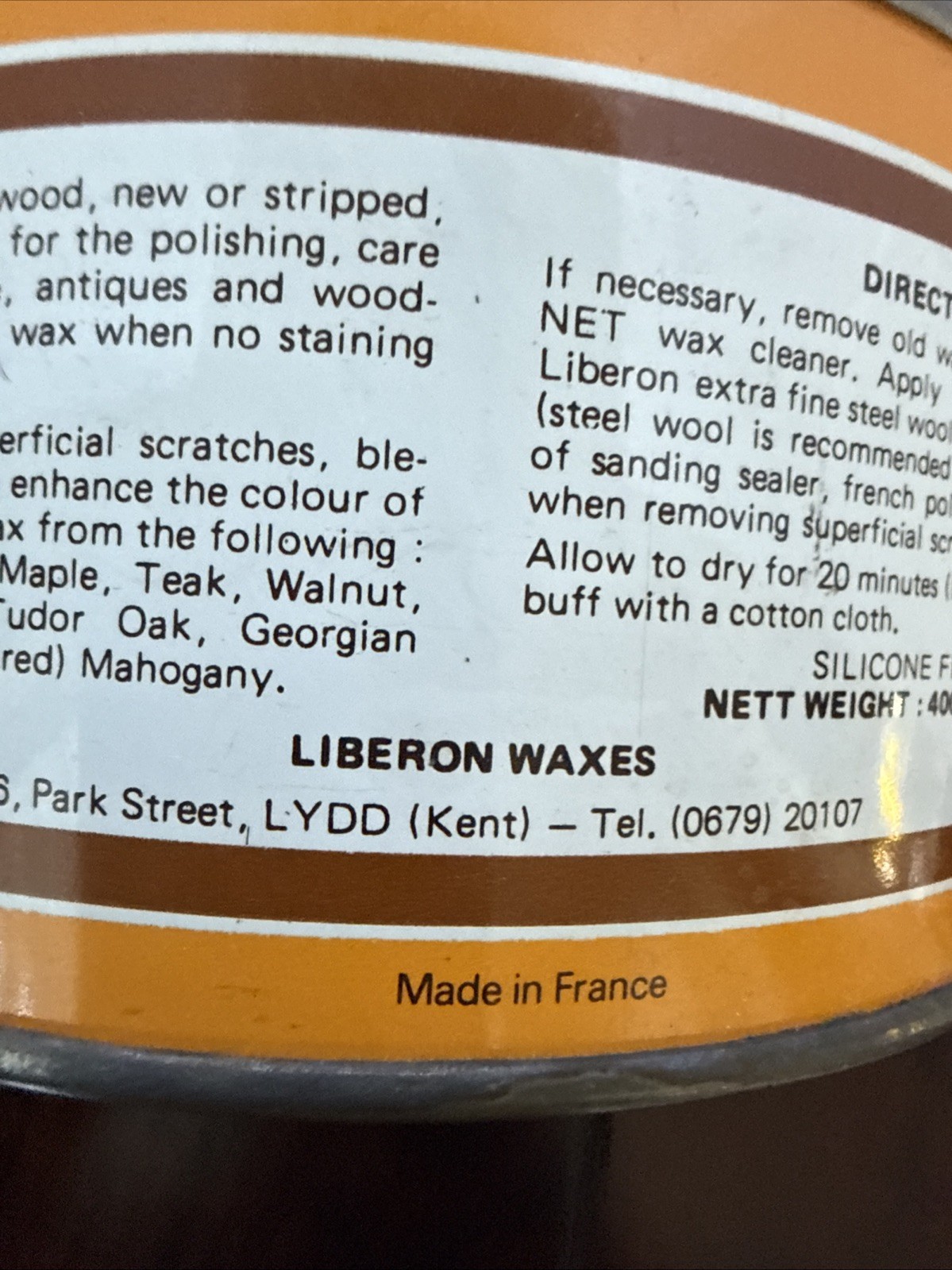 Liberon Black Bison Paste Wax Polish Clear Made In France Used Woodwork Antiques