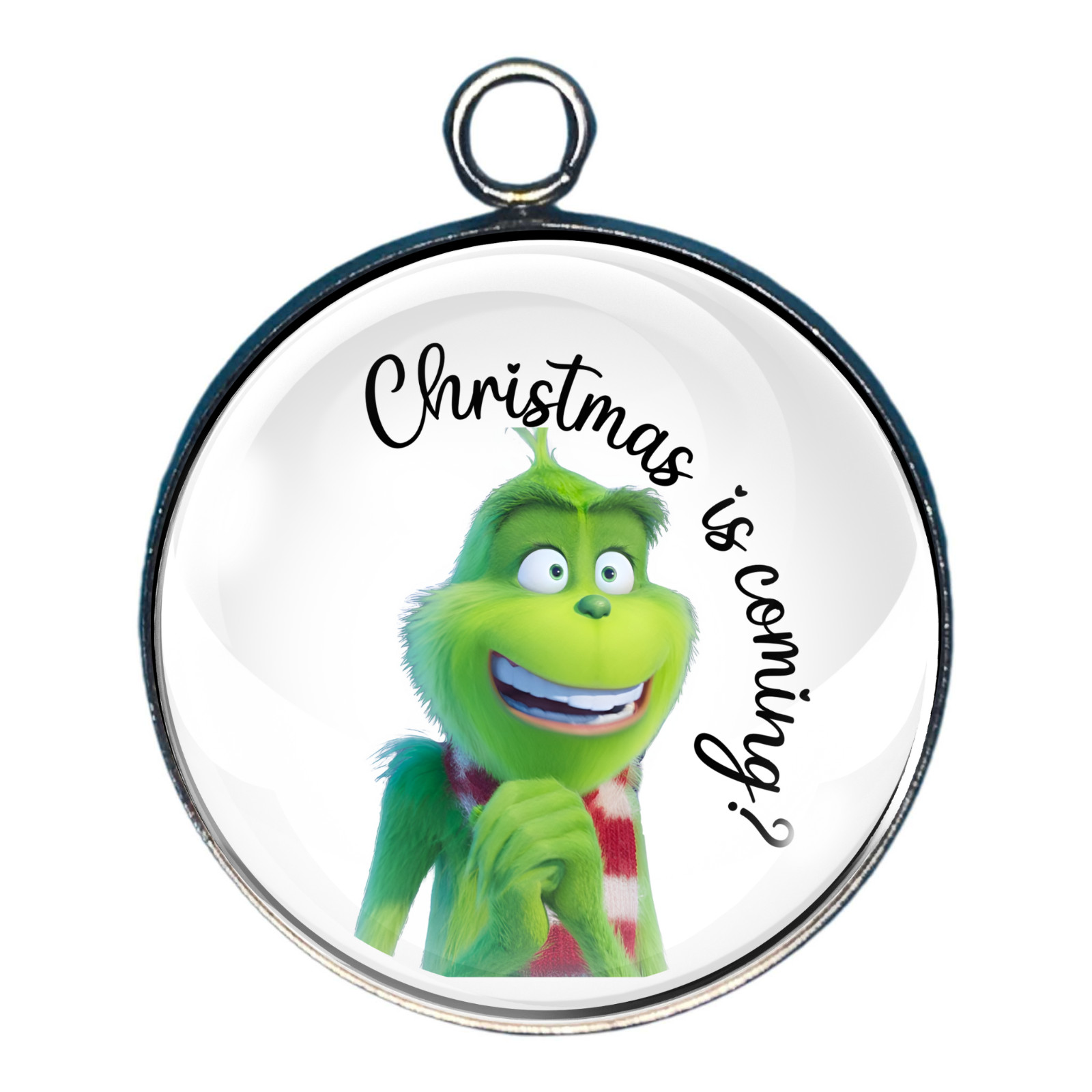 Grinch Christmas Glass Cabochon Charms, Jewelry Making Charms