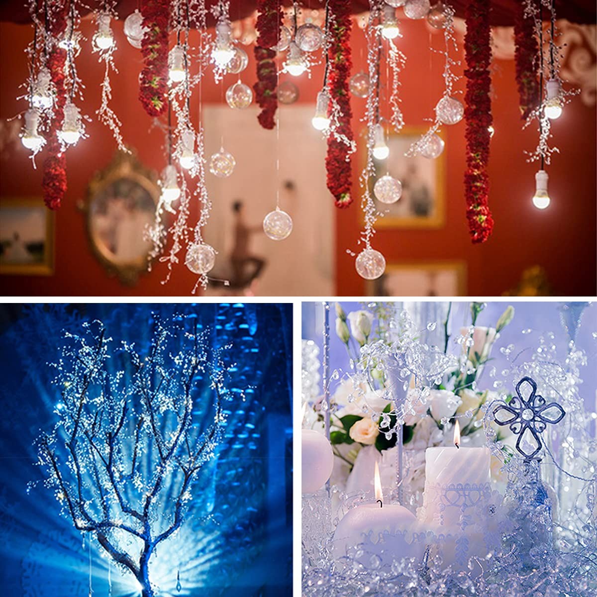 50PCS Stems Artificial Bouquet DIY Crafts Acrylic Bead Drops Flower Branches …