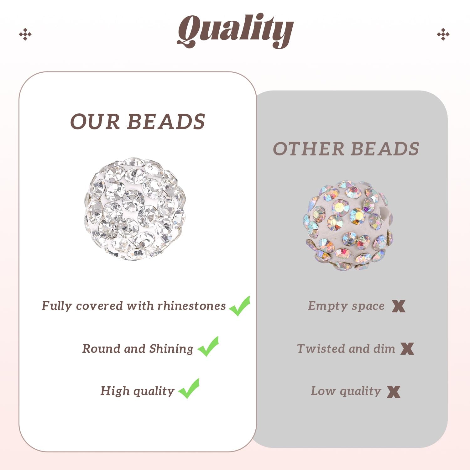 105pcs 10mm Rhinestone Beads for Jewelry Making, White Shiny Round Disco…