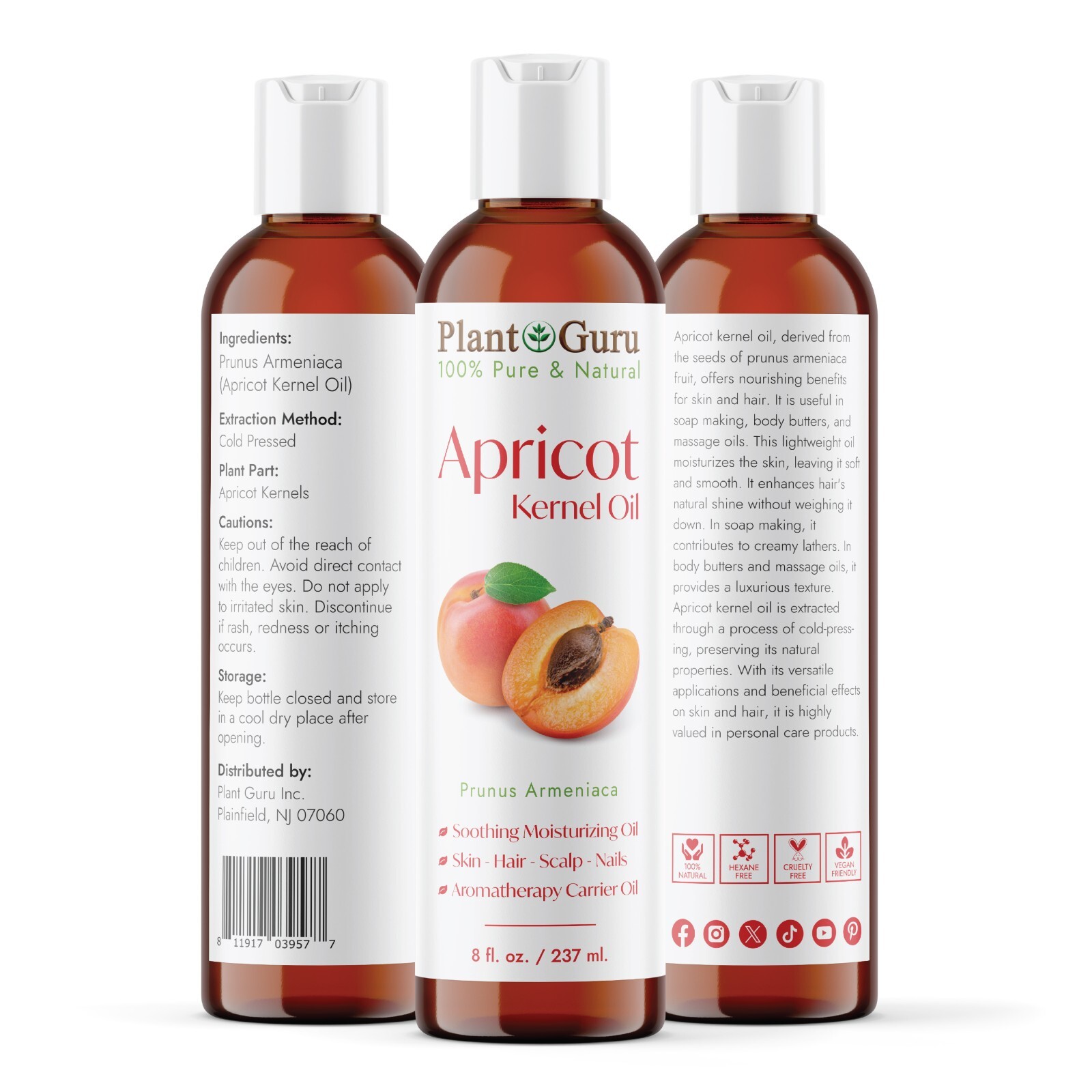 Apricot Kernel Oil Cold Pressed Carrier 100% Pure Natural Bulk