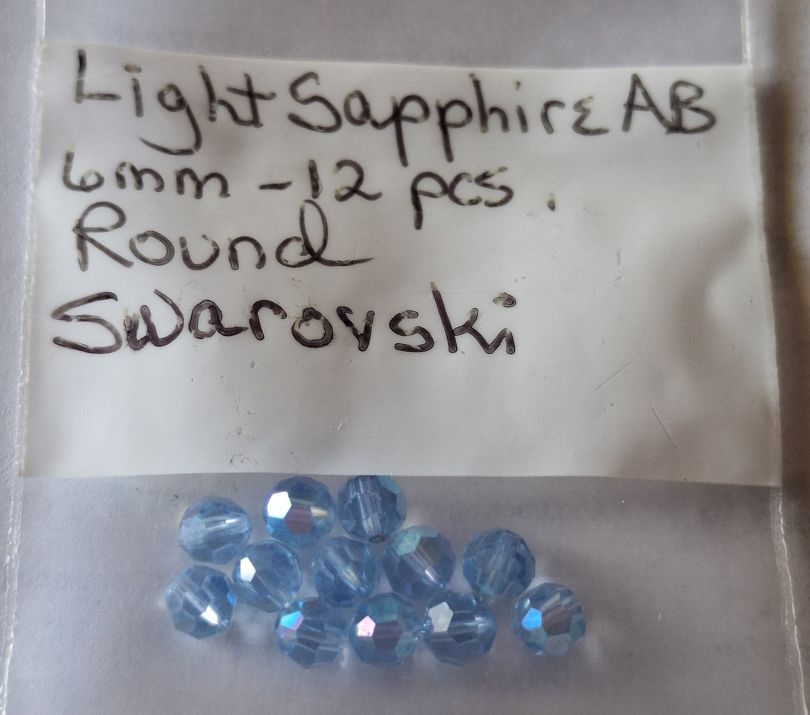Swarovski Light Sapphire Blue AB Crystals~ Lot of 12 Pieces~6mm~NEW! PRETTY!