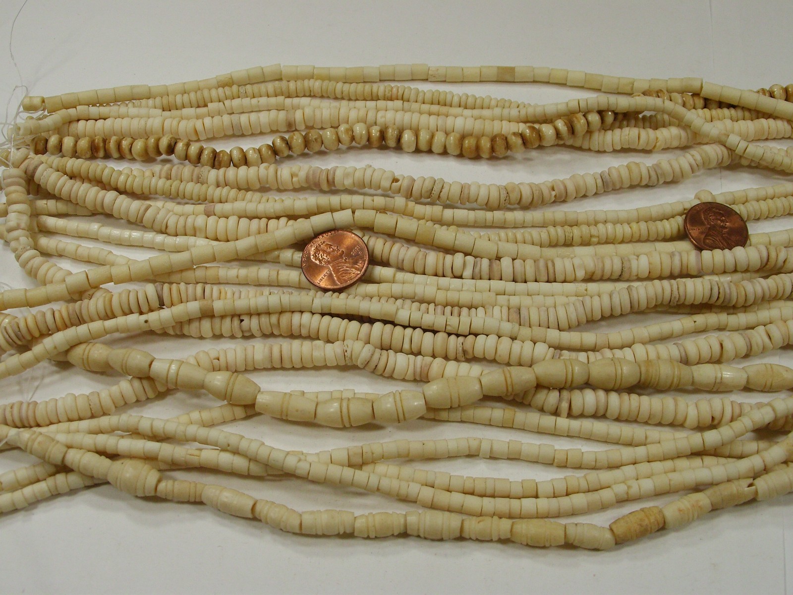 20 Strands (15″) India Handmade Assorted Water Buffalo Bone Beads Lot (QBQ-11) ⭐