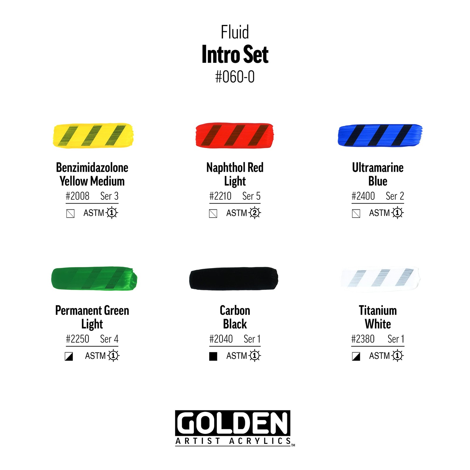 Fluid Acrylics, Fluid Intro Set, 6 Color, 1 fl. oz. Bottles, Professional Acr…
