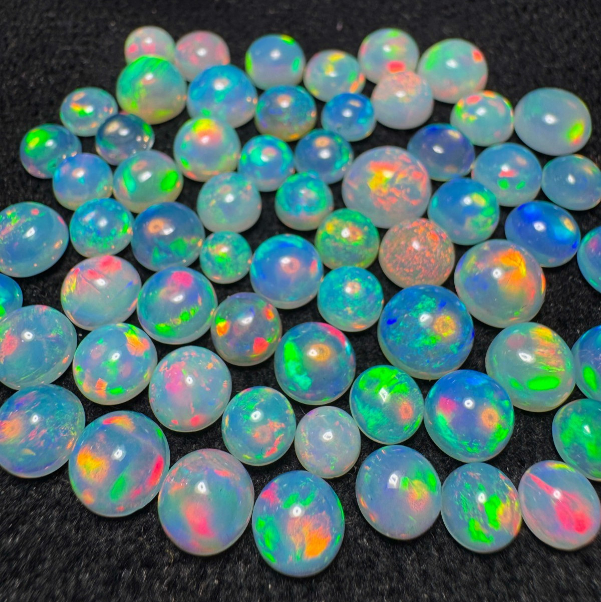 Natural Ethiopian Opal Round Cabochon Lot 3 MM to 8 MM Fire Opal Welo Opal Loose