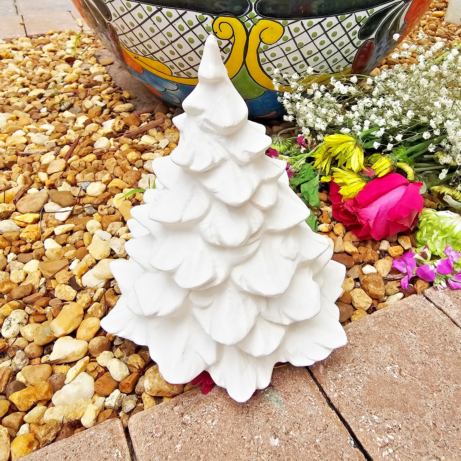 Medium Christmas Tree With Base 8″ Ceramic Bisque Ready To Paint Pottery