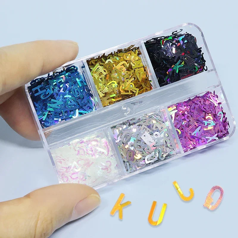 10g Holographic Alphabet Glitter Flakes Resin Sequins Filler DIY Epoxy Mold