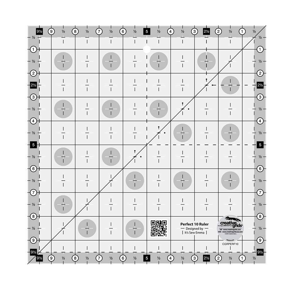 Creative Grids Perfect 10 Quilting Ruler Cgrperf10 Made In Usa 10In X 10In