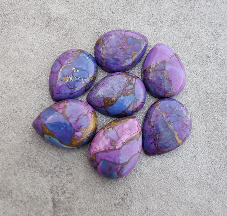 Wholesale Purple Copper Turquoise Cabochon Pear shape Loose Gemstone Lot Jewlery