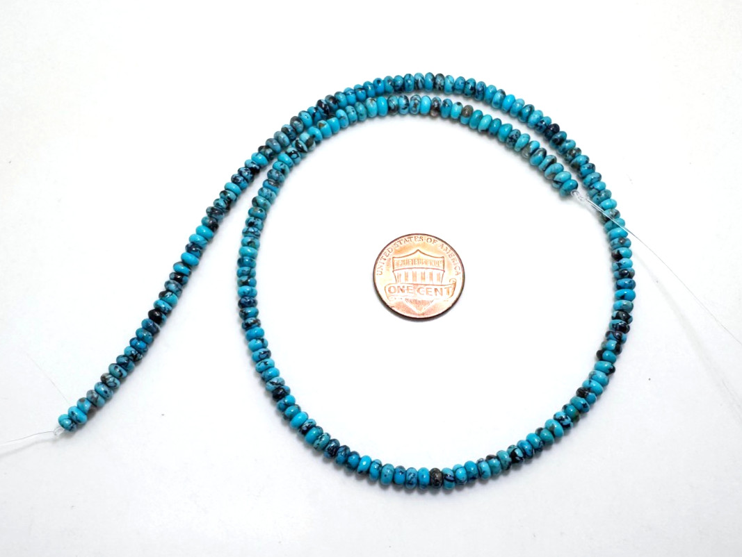 AAA Natural Blue Arizona Kingman Turquoise 4mm Rondelle Gemstone Beads PG95D