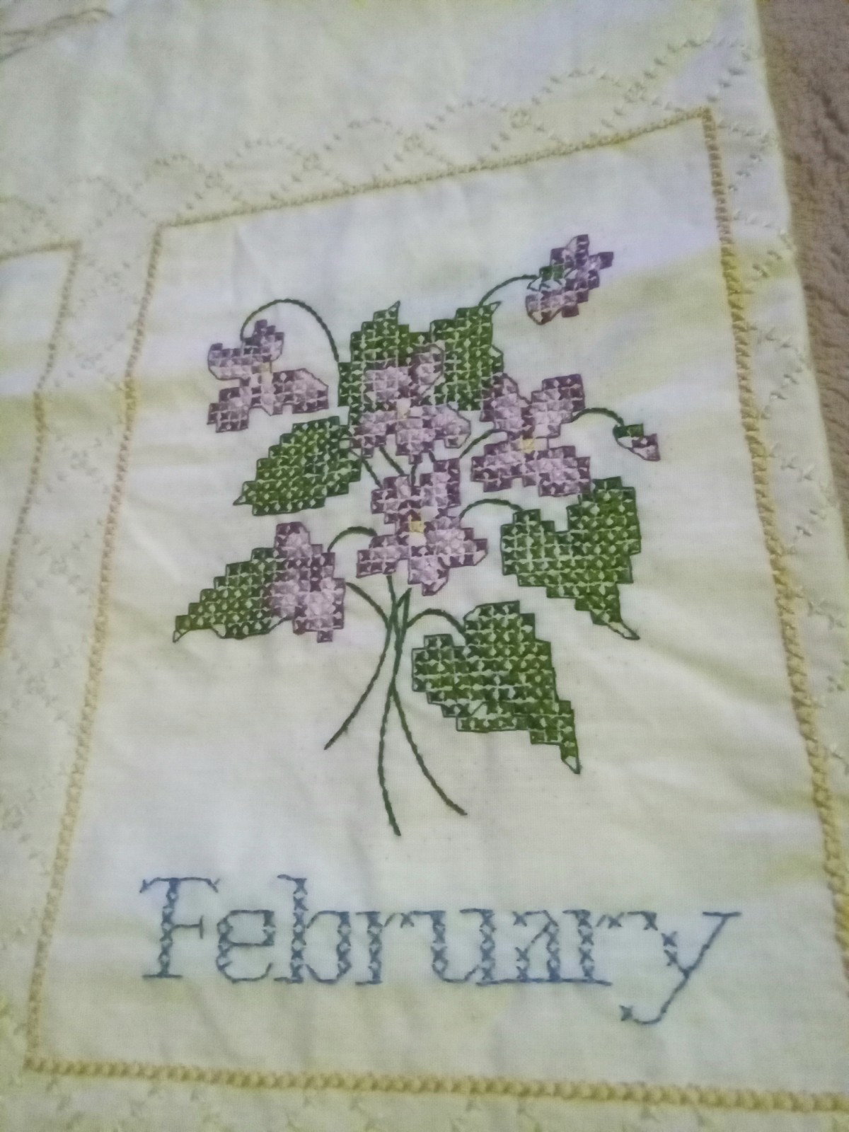 2 Bucilla 40663 Cross Stitch Kits 40663 Lap Quilt”Flowers o-the Month”1 Finished