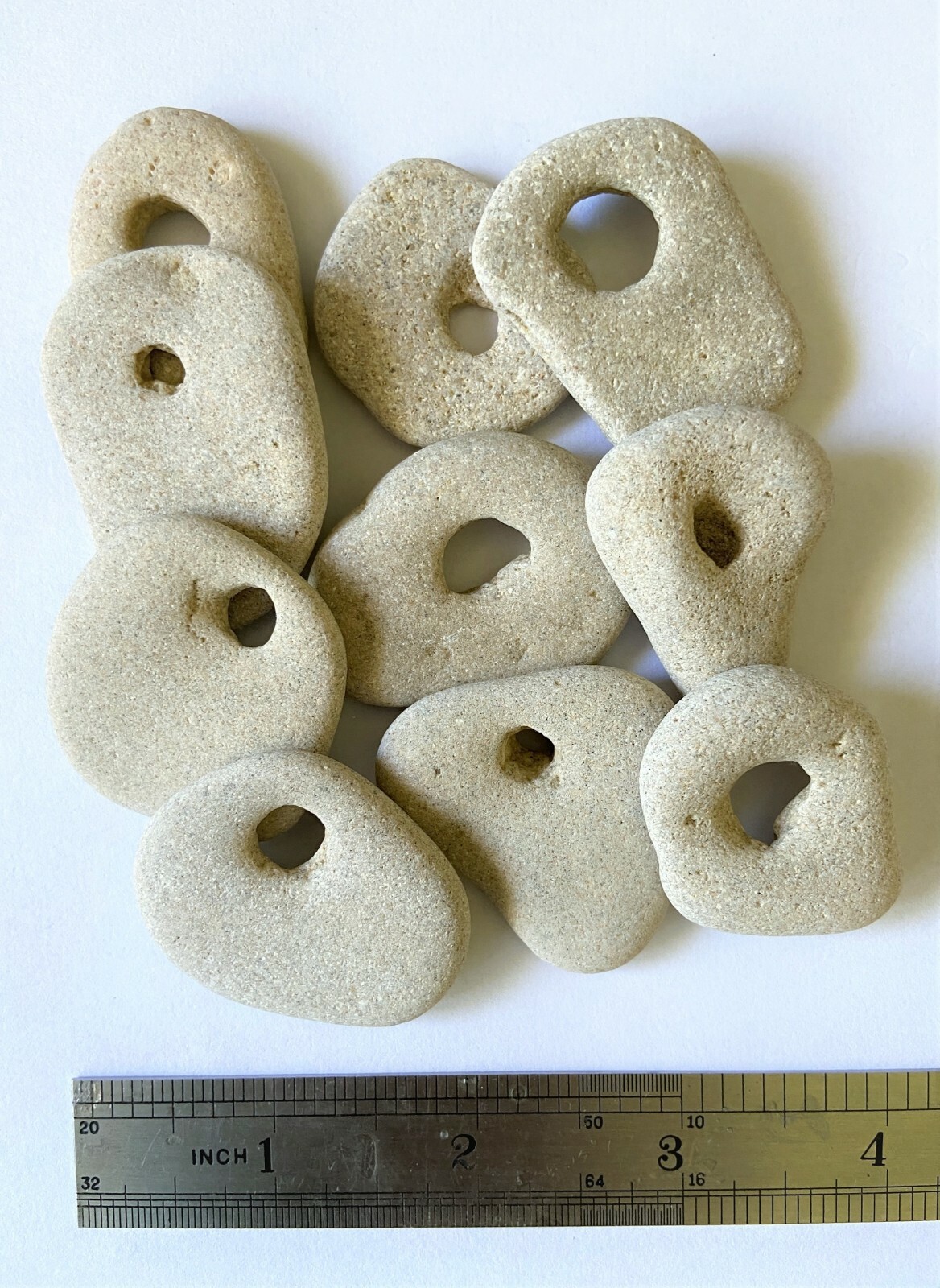 10 Big Natural Hag Stone Bulk Lot 2 In. Holed Raw Witch Wiccan Holey rocks, B2