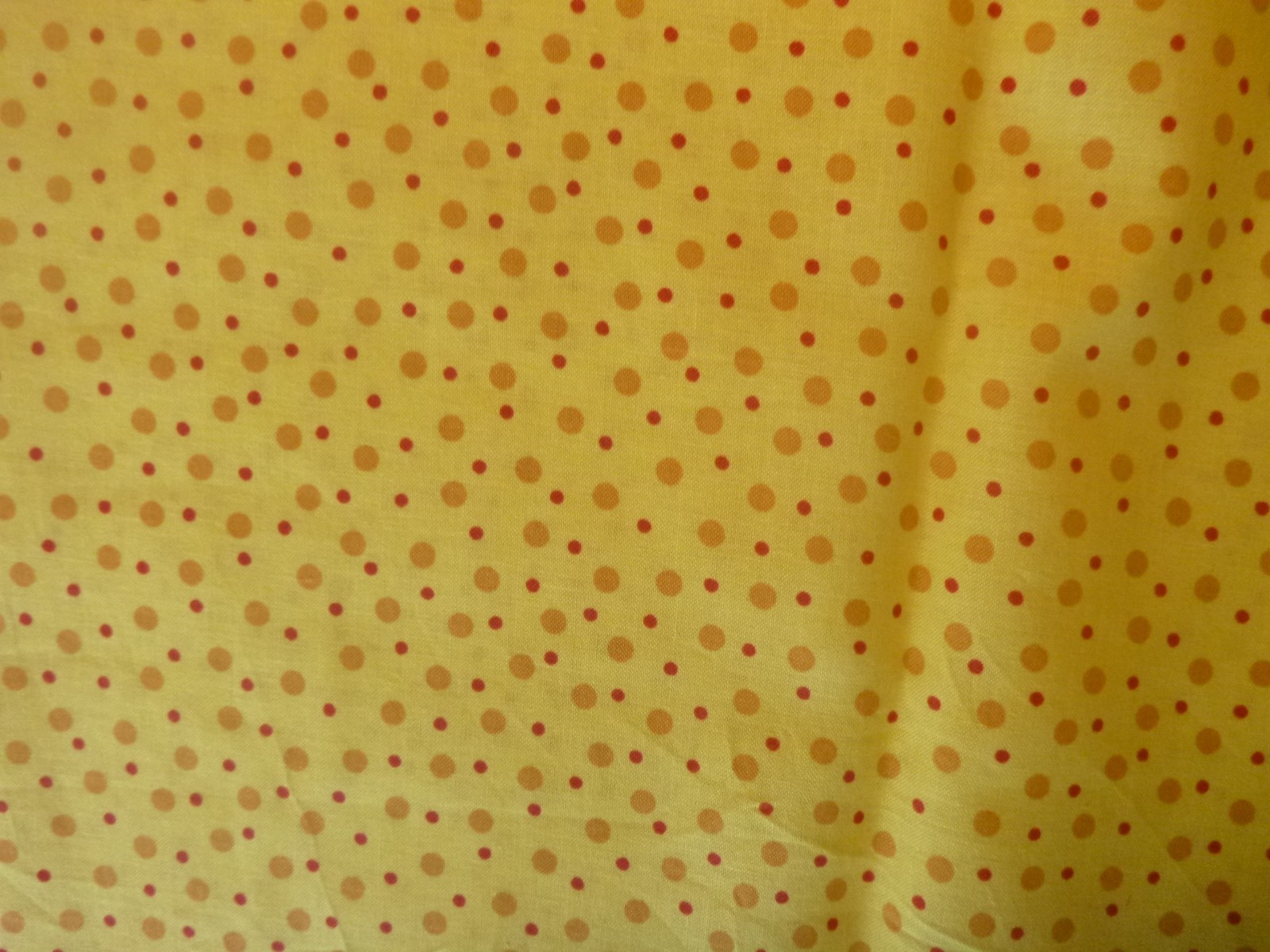 Yellow and Red Dots on Yellow Cotton Fabric 44 inches wide x 36 inches long