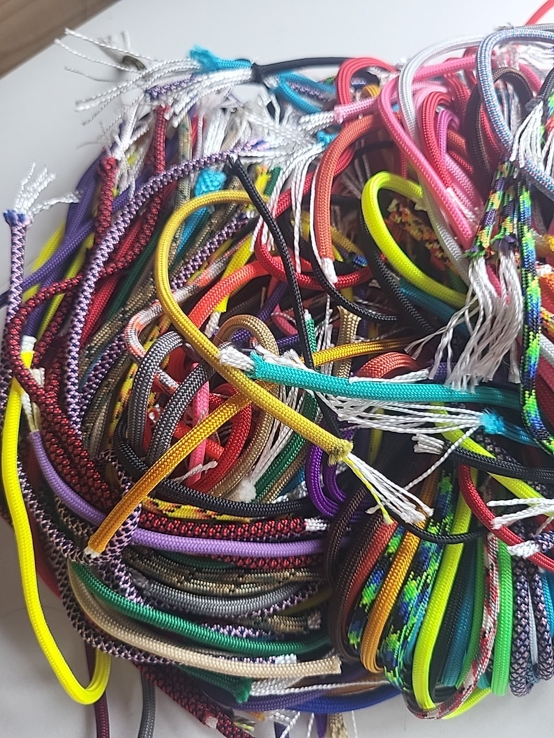 Lot of 550 Paracord Scrap, Scraps, 8 ounces, About 100 ft. of Assorted Colors