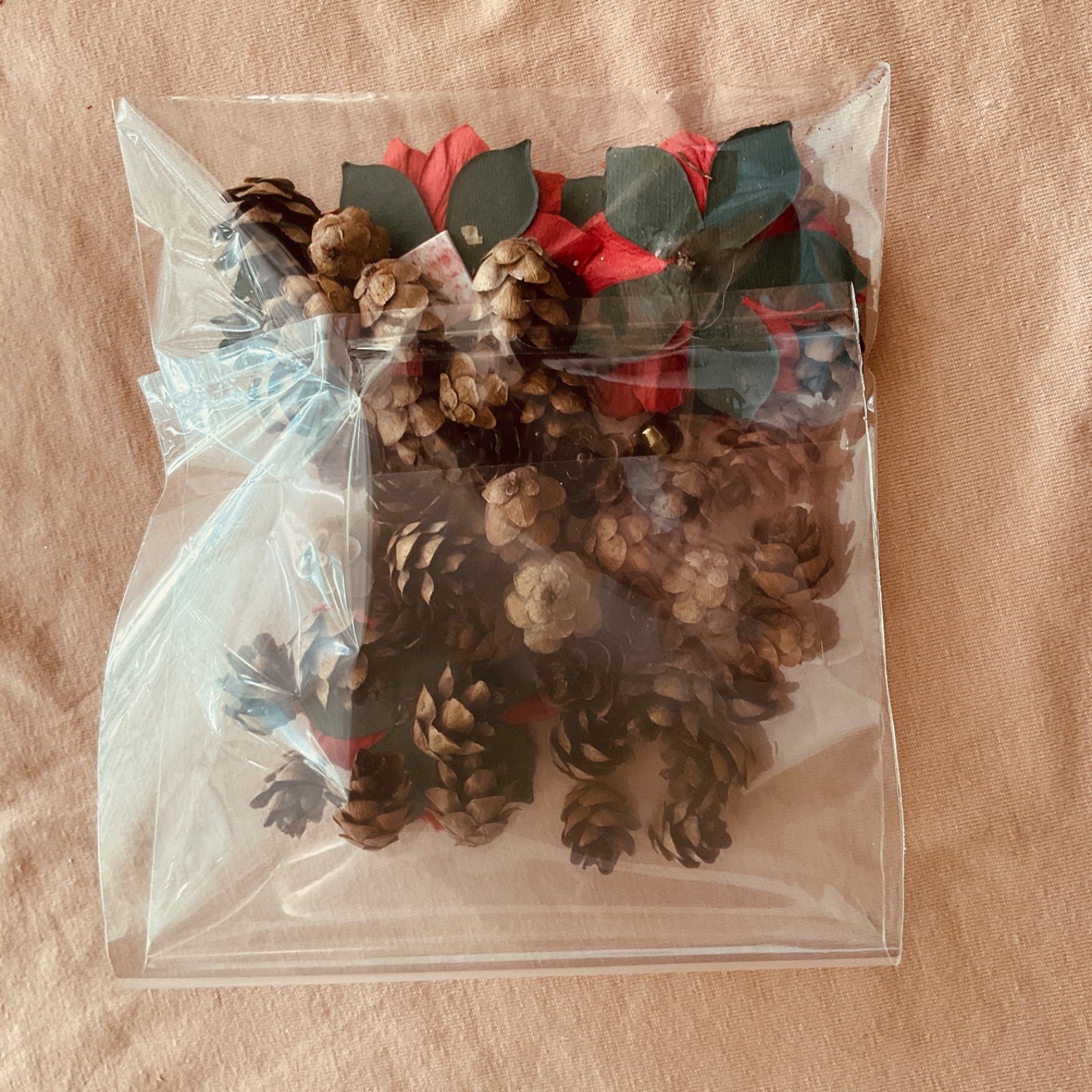 Large Lot jingle bells mini pine cones, buttons trees Christmas Craft Supplies