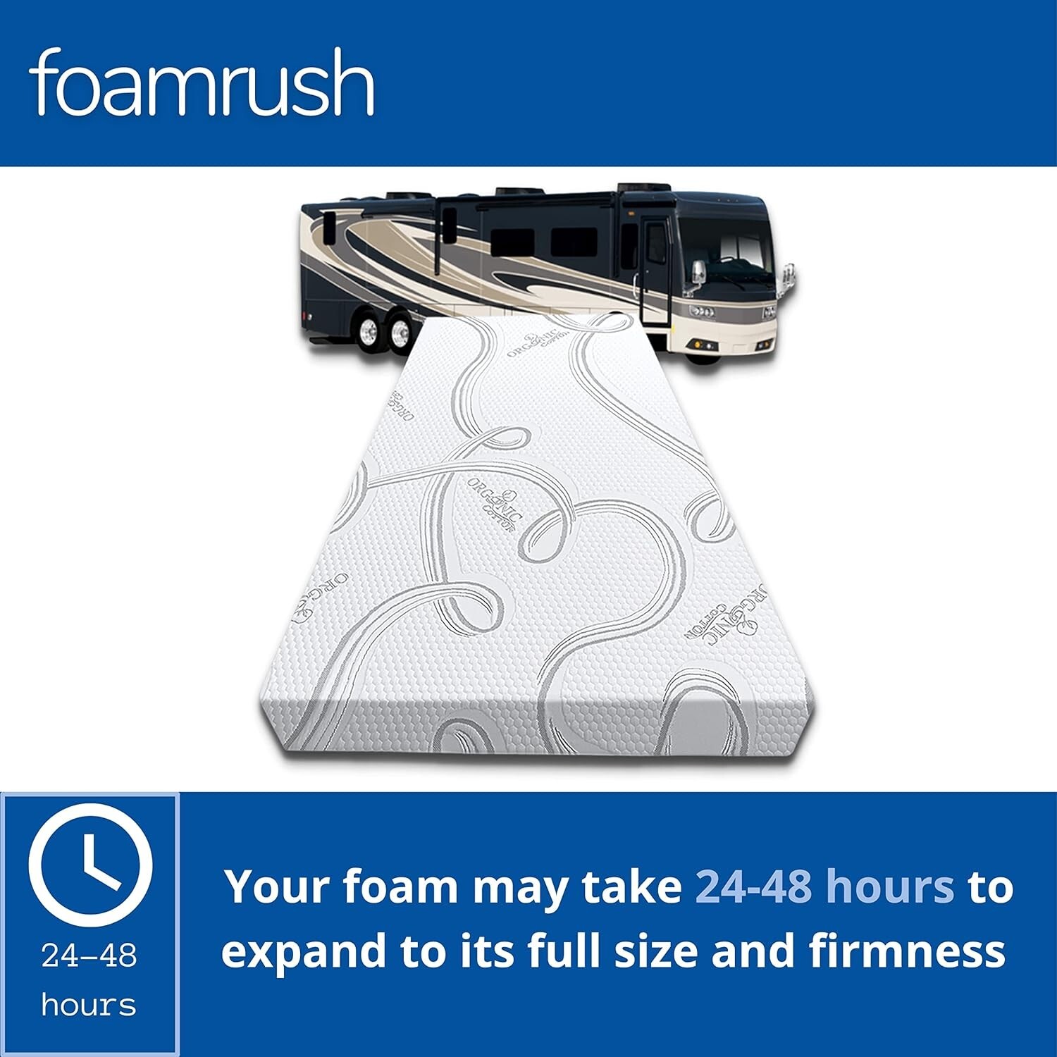 FoamRush 54″ x 80″ High Density Foam Full XL Size Mattress Replacement USA