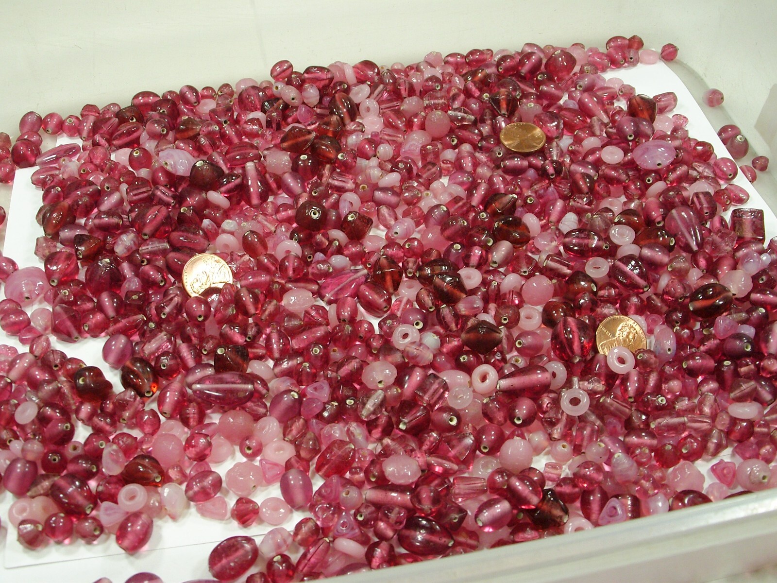 2 Pounds Assorted Shapes and Sizes India Handmade Pink Glass Beads Bulk (GV-3B)