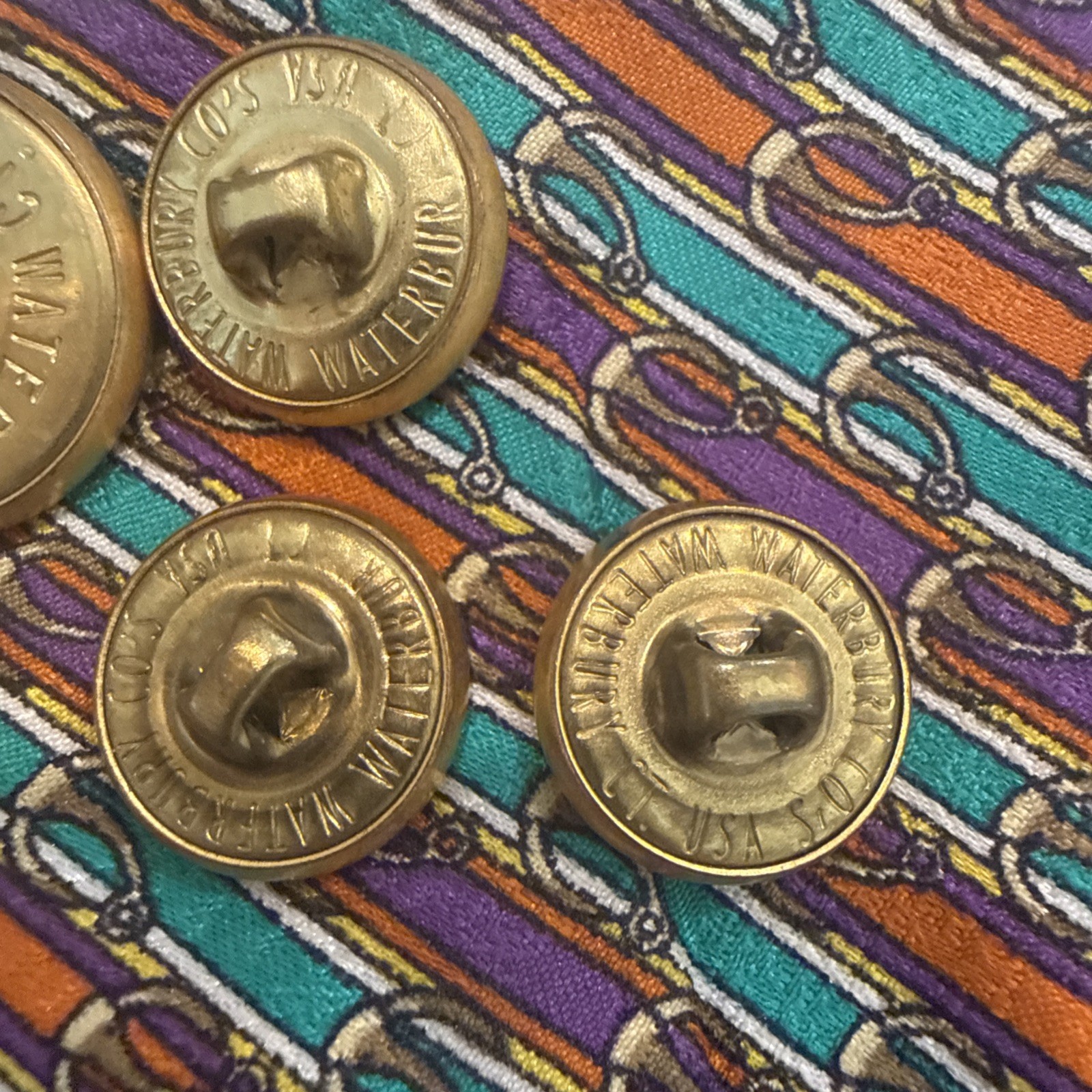 HSM WATERBURY metal brushed gold tone set 10 Blazer Replacement Buttons -RS26