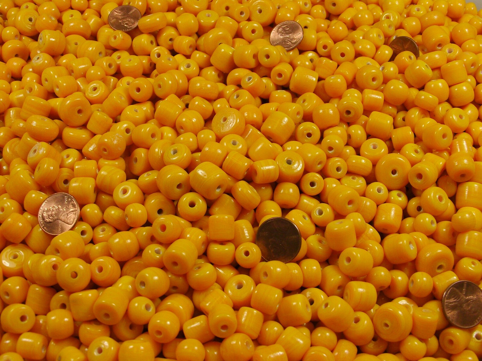 4 Pounds Assorted Shapes and Sizes India Handmade Amber Yellow Glass Bead (FV-2)