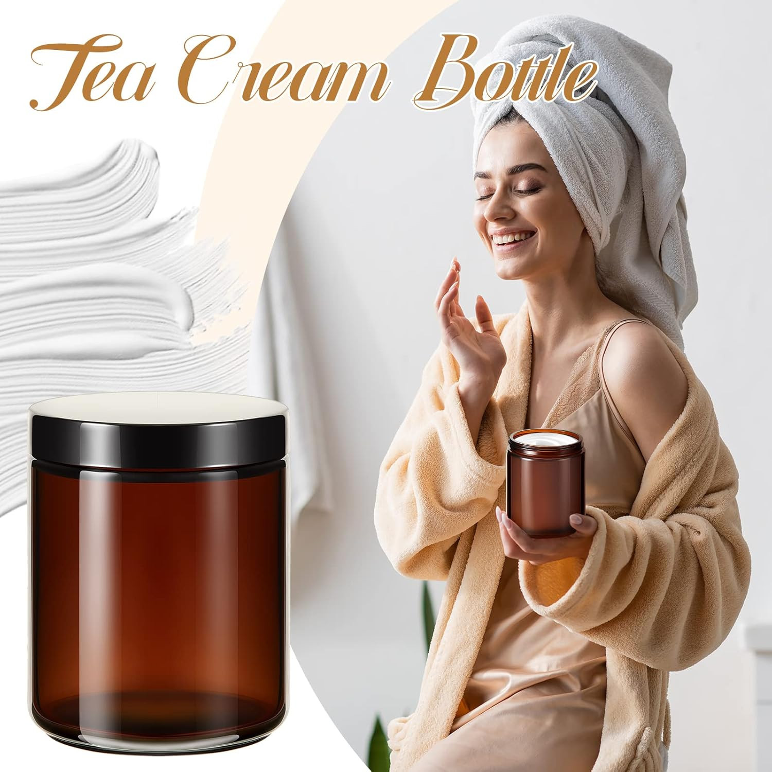 32 Amber Glass Jars 8 Oz with Lids – Perfect for Candles & Cosmetics