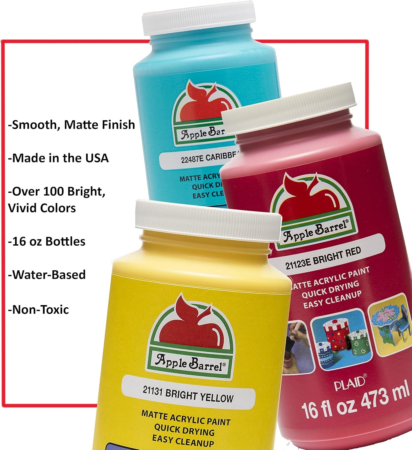 16 Oz Apple Barrel Acrylic Paint Assorted Color Choices/Options
