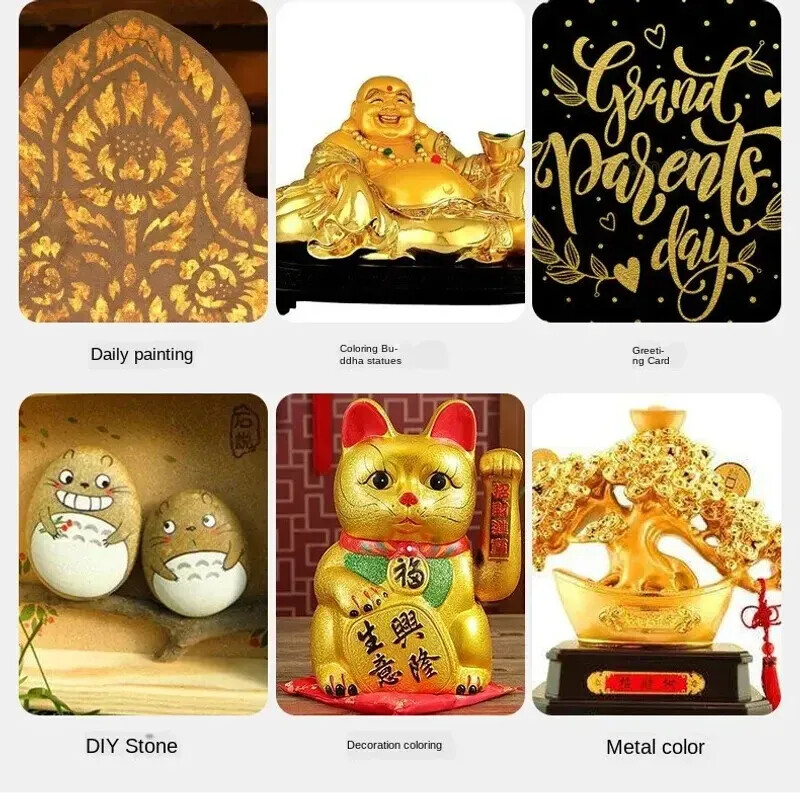 100ml Waterproof Acrylic Paint Gold Metallic Pigment Color for Textile Gypsum