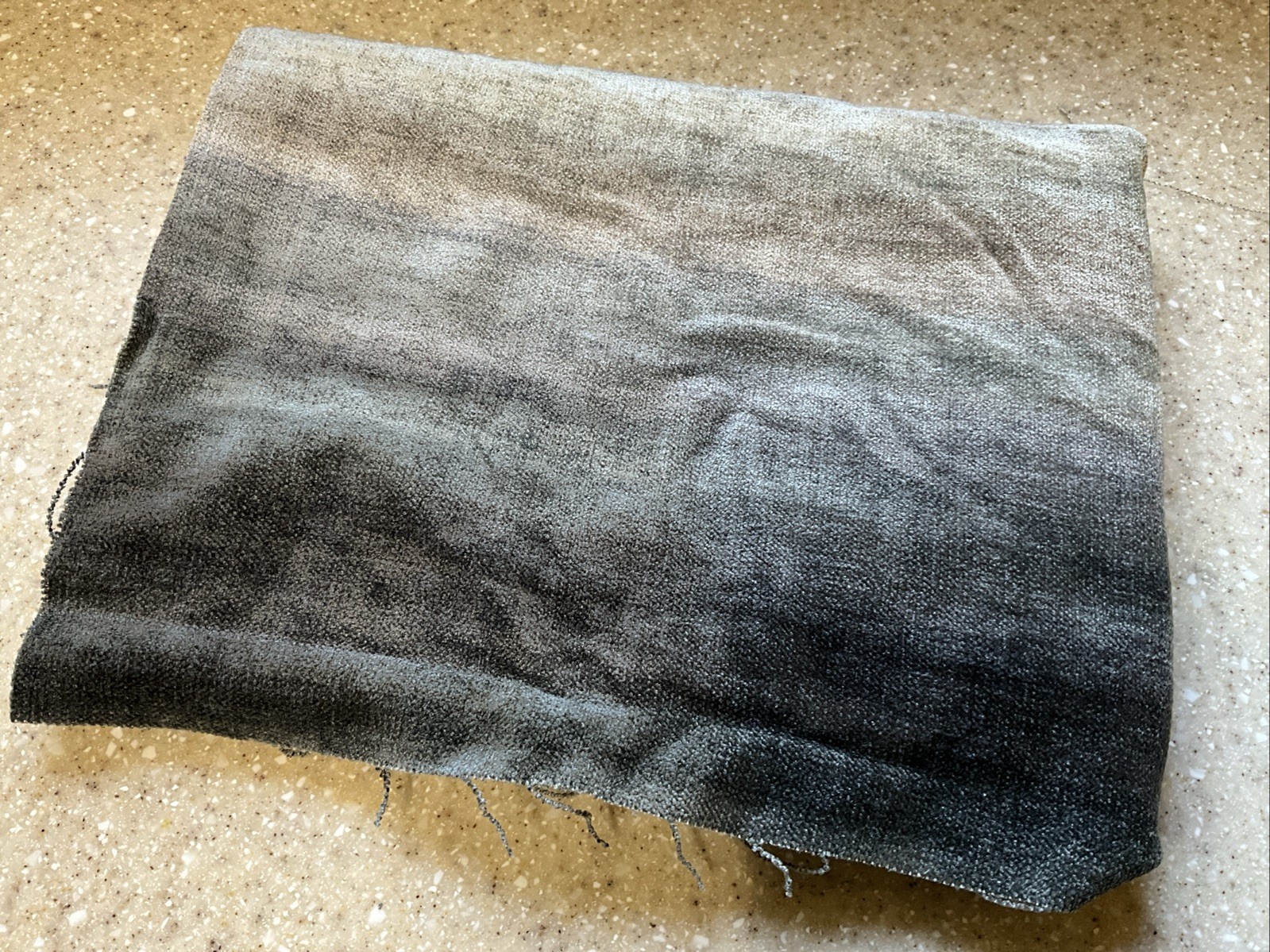 Remnant Fabric Soft Chenille Feel With Blues Grays & Browns Less Than 1 Yd