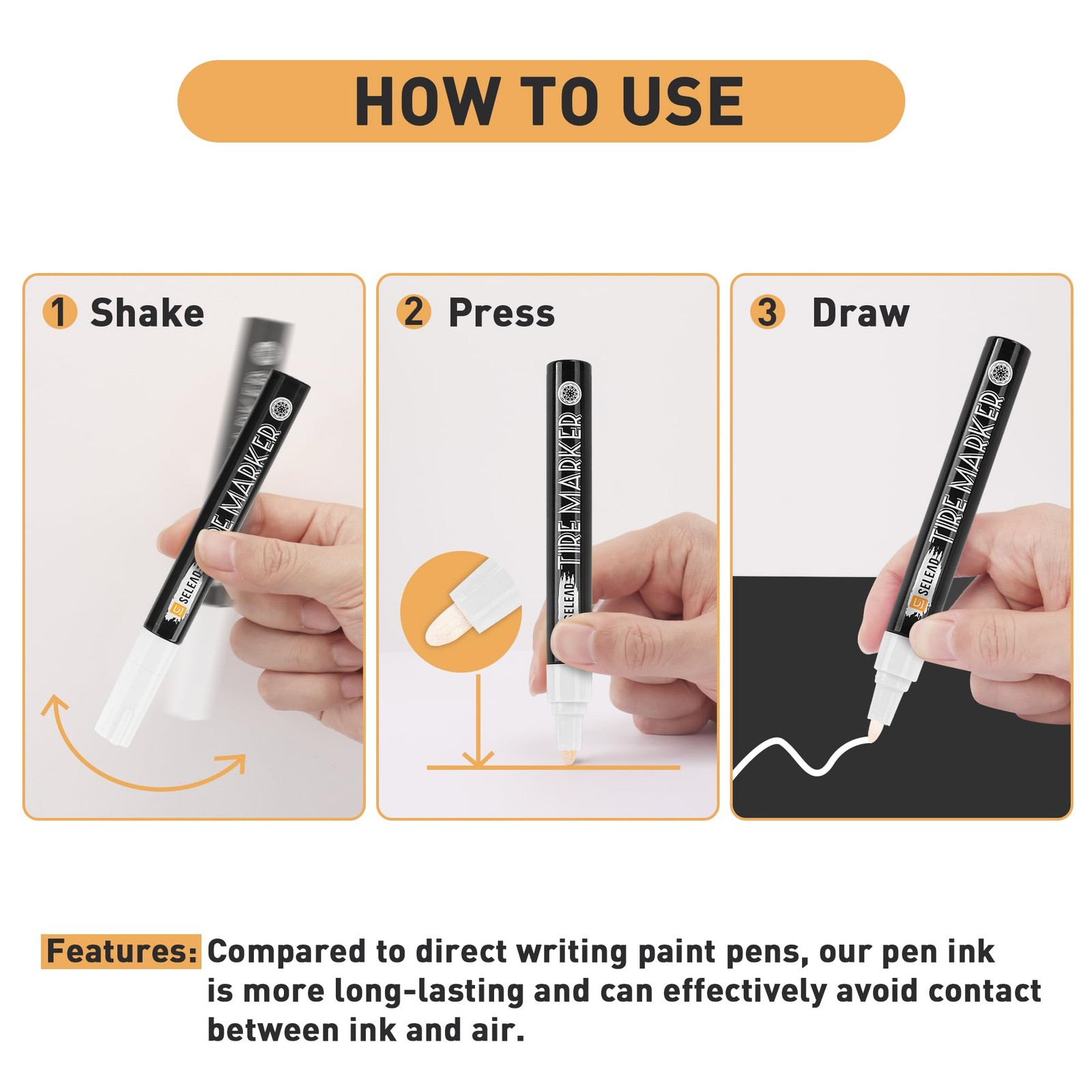Tire Marker White 8 Pack Paint Pens for Car Tires Lettering, Premium Profess…