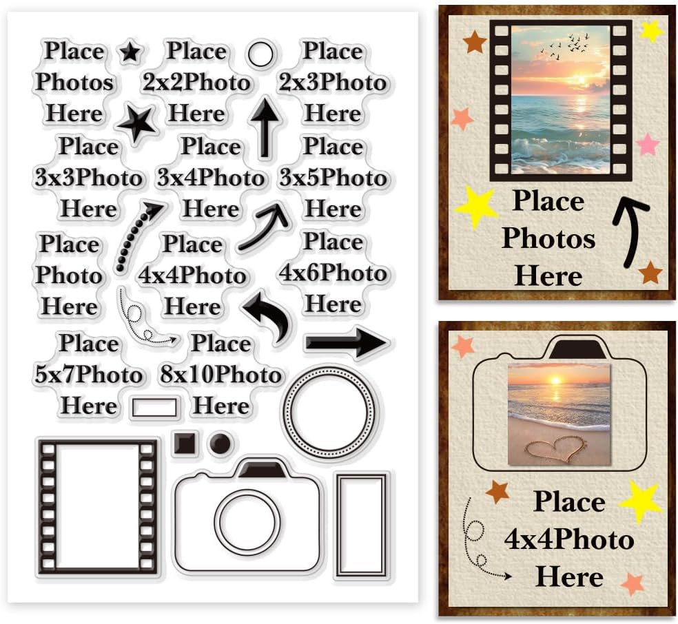 Place Photo Here Clear Stamp Arrow Silicone Stamp Camera Rubber Stamp Image Fram