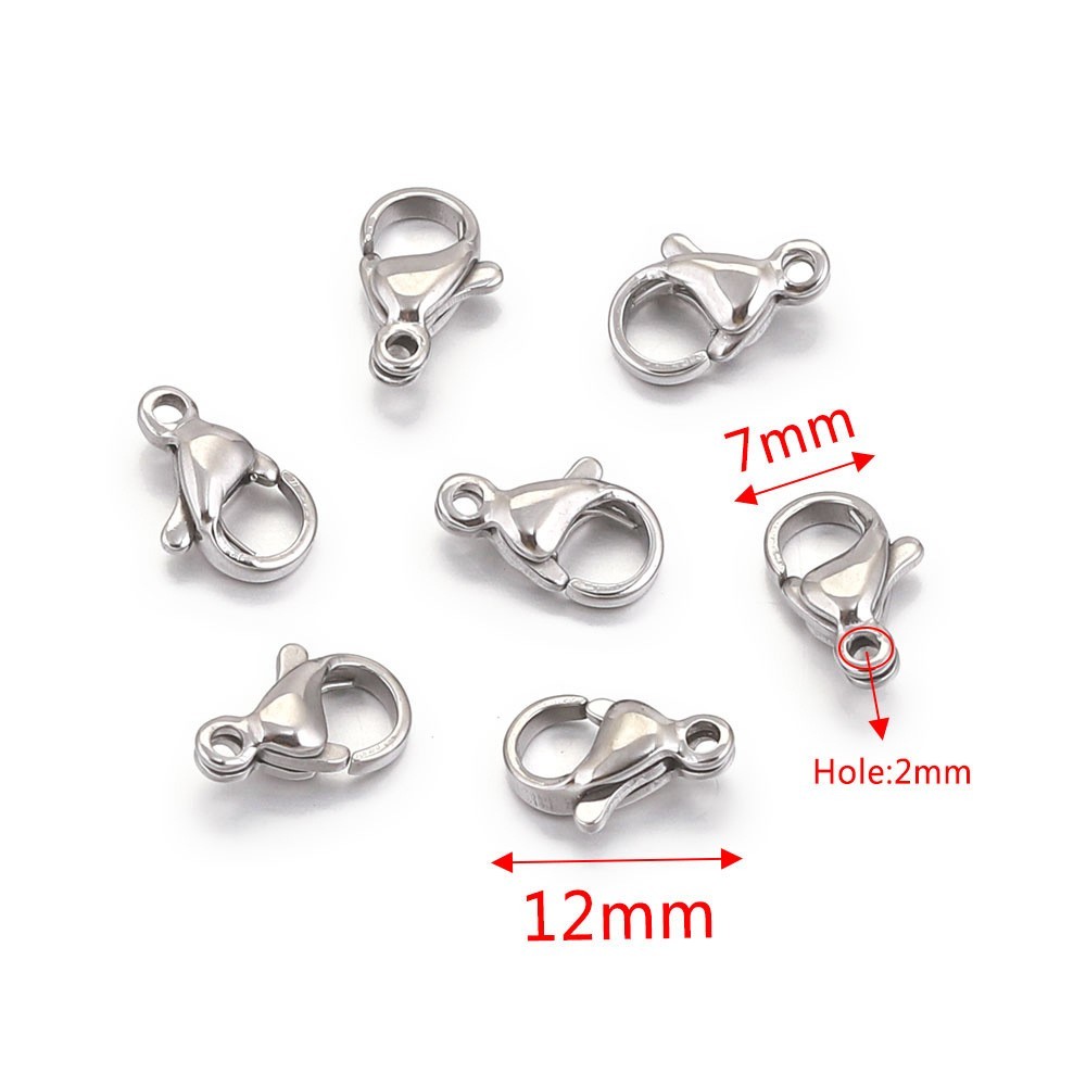 5pcs 316L Stainless Steel Lobster Clasp Hook Claw Clasp Findings 10/12/15mm TH3