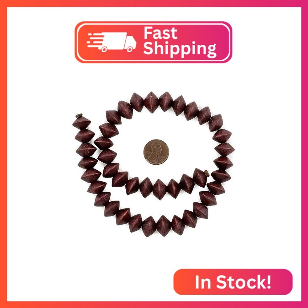 The Bead Chest Dark Brown Bicone Natural Wood Beads (10x15mm): Organic Eco-Frien
