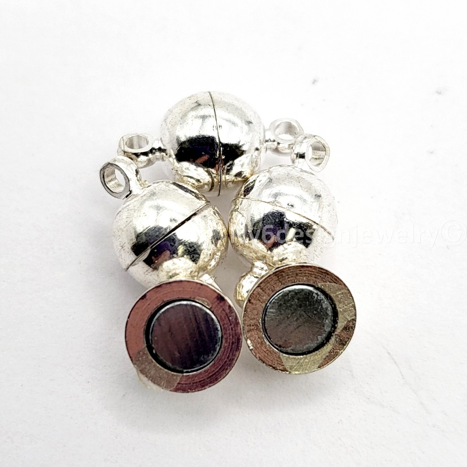 Shiny Silver Strong Magnetic Clasp Smooth Round 6-12mm Jewelry making supplies