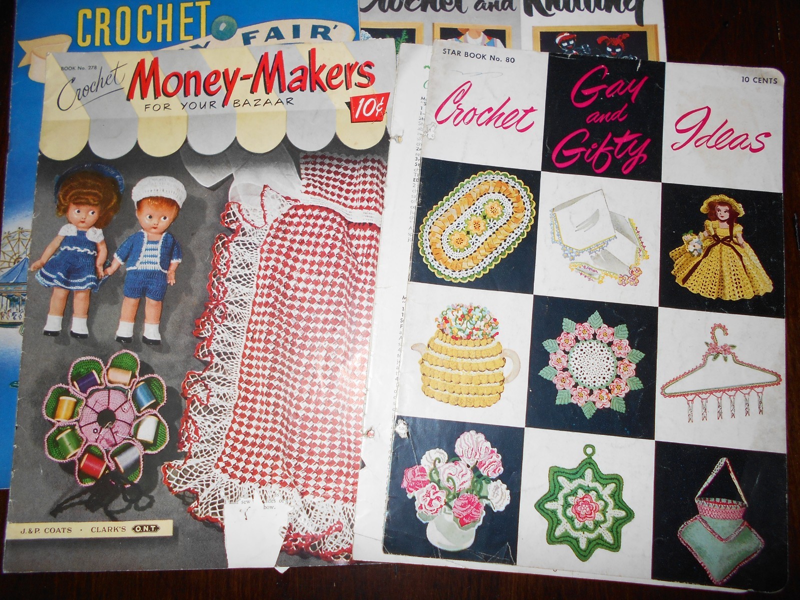 Vintage 6 Crochet Pattern Books for Gifts Bazaar, Star 80-89, Lily 51, Clark 279