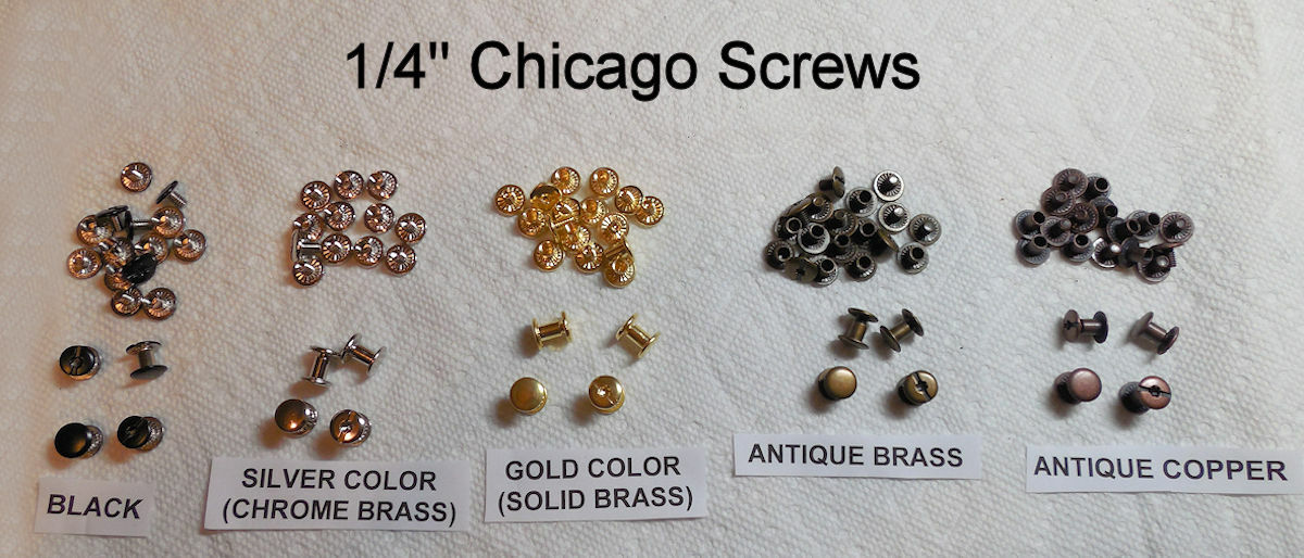 Chicago Screws 1/4″ Brass in Black_Gold_Silver_Antique Brass_Antique Copper