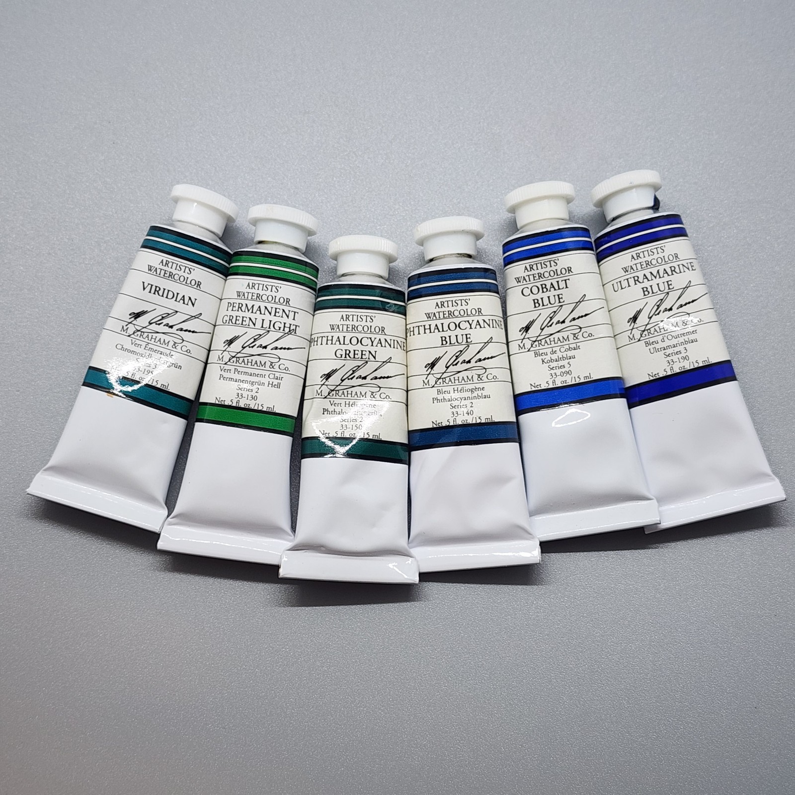 x6 M. Graham Artists Watercolor 15ml Tubes* – Phthalocyanine Blue Green Viridian