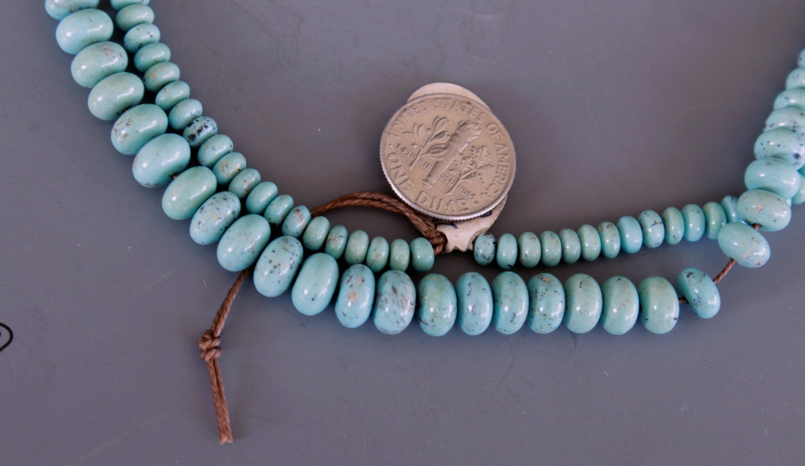 24in Campitos Turquoise Graduated Rondelle shape beads CHOICE Quality